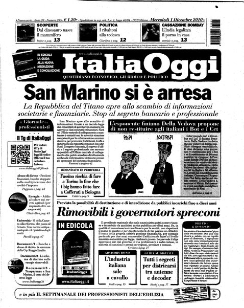 Italia oggi : quotidiano di economia finanza e politica